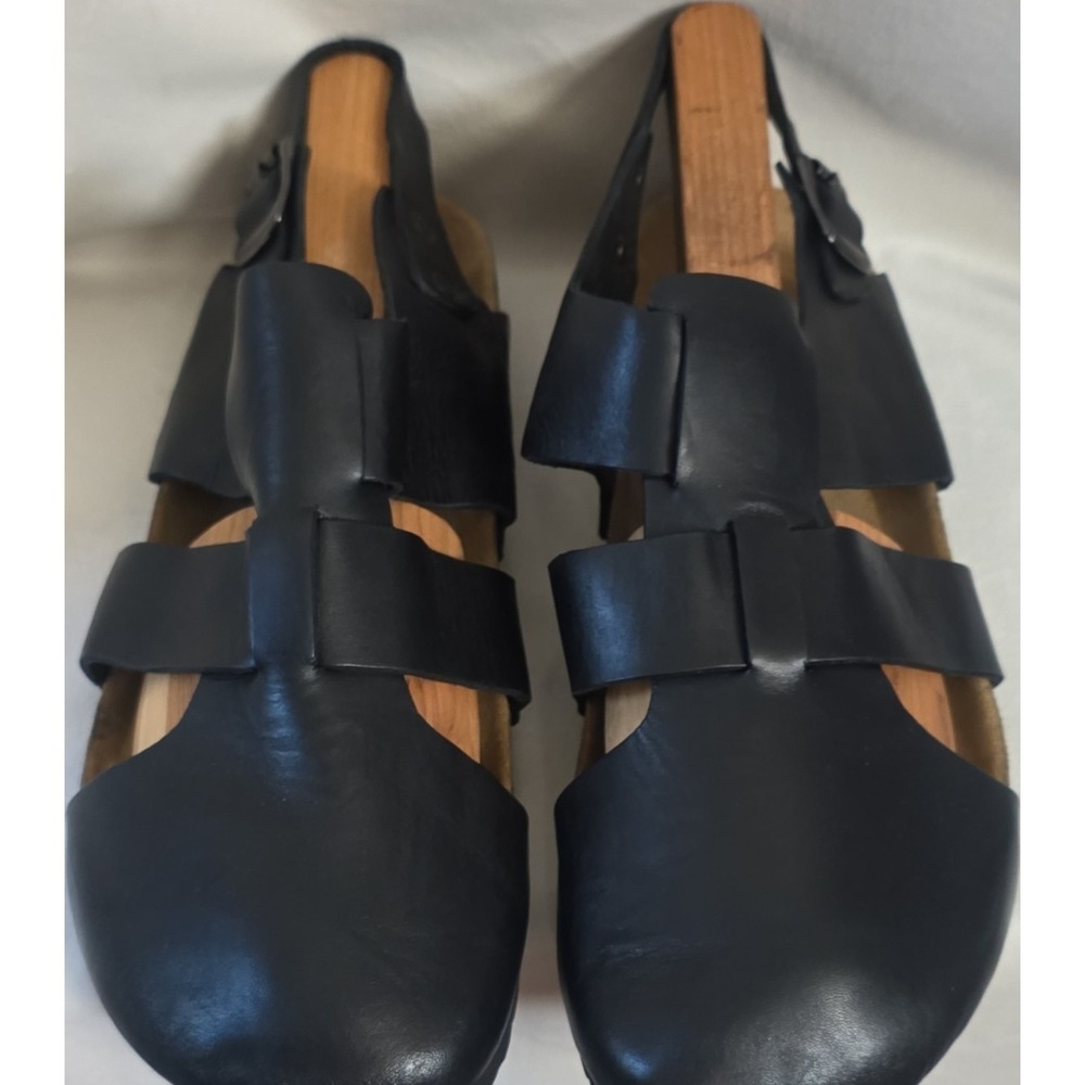 NWOT Nicerich Spain Mens Black Leather Slingback Sandals Buckle Size 12